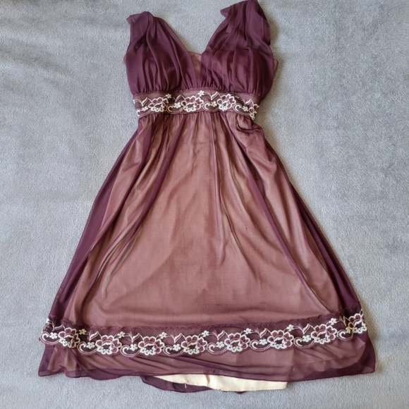 vintage city triangle burgundy/marron dress - Picture 1 of 4